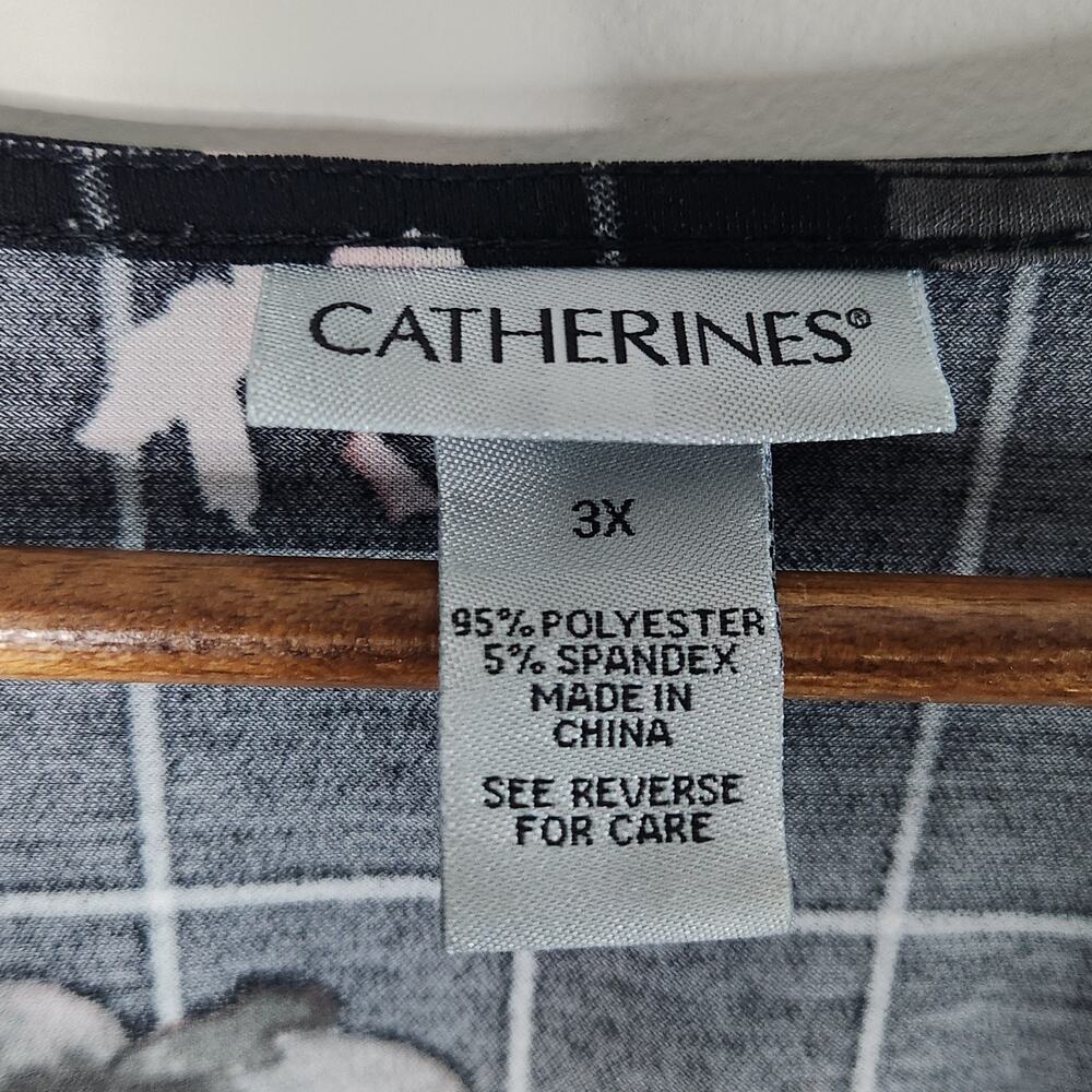 Catherines Womens Black Pink Studded Dream Drape Flutter Sleeve Blouse Size 3X - Picture 4 of 10